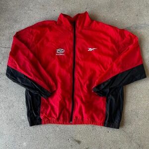 Vintage Ball state university football Reebok red and black zip up windbreaker